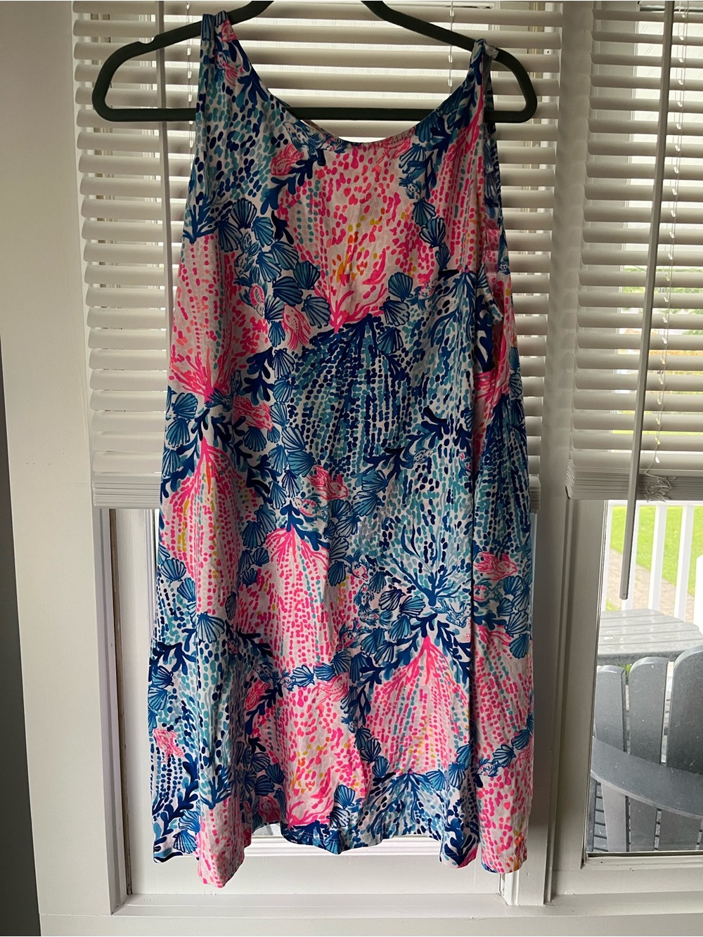Sleeveless Pink & Blue Floral Swing Dress